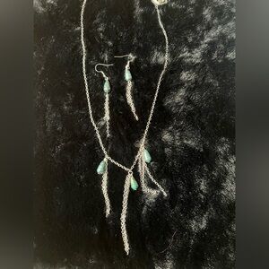 Elegant Silver and Teal Jewelry Set